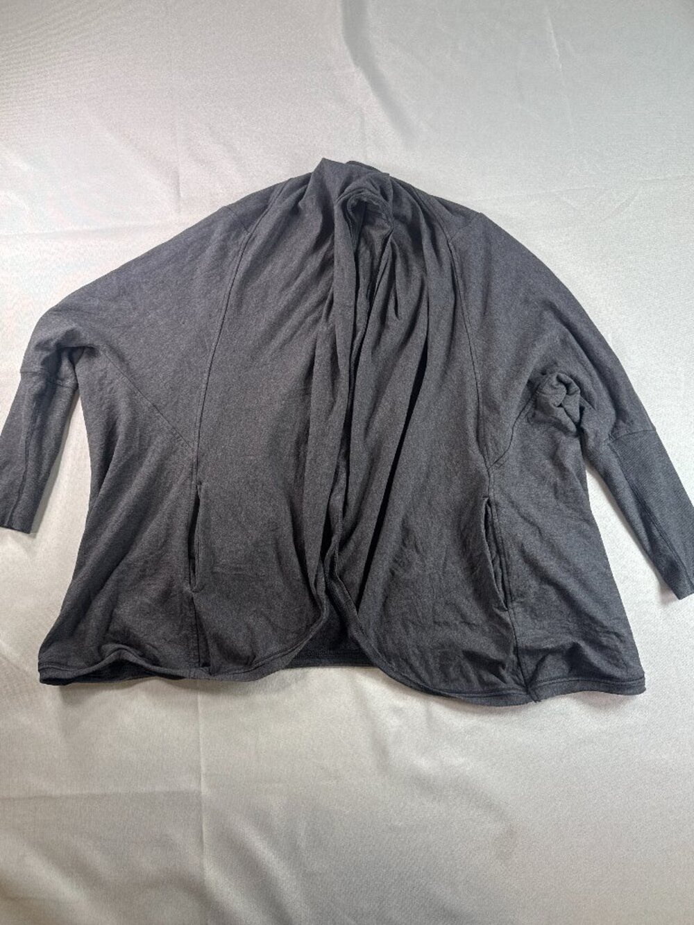 Lululemon Gray Open Front Cardigan Womens 10 Modal Blend Draped Lightweight 8099